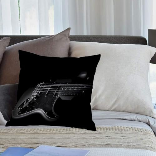 KHWEJ Kissenbezüge 50x50 cm,Rockmusik, E-Gitarre, Cartoon, Kind, Thema, Schnell, Maus, Steuerung,Zierkissenbezug Cushion Cover Couch Wohnzimmer Außenbereich Deko