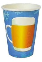 LP Divertissements Lot de 6 - Lot de 8 gobelets bleu motif 'bière' en carton 25cl