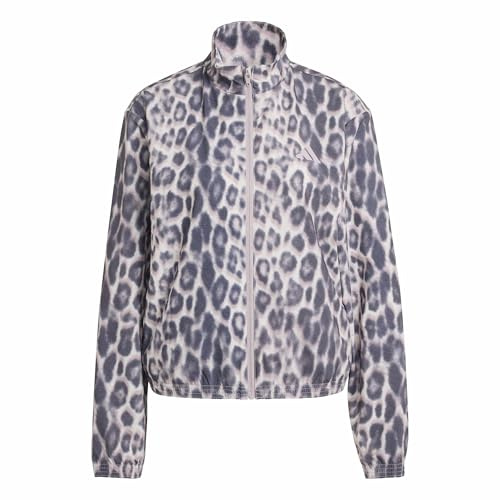 adidas Women's Workout Essentials Leopard Woven Jacket, Ice Purple/Shadow Navy, XS