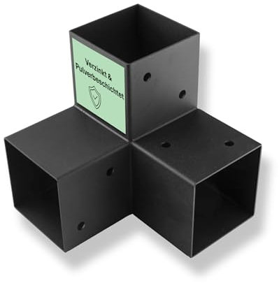 CLIP'N'SHADE Pfostenträger 100x100 Y- Eckverbinder 3-Wege für Holzpfosten | Balkenschuhe 10x10 verzinkt & pulverbeschichtet | Pfostenverbinder für Pergola, Carport, Terrassenüberdachung