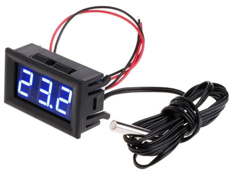 Thermomètre Piscine, Thermomètre numérique LCD avec capteur de température et sonde de 1 m for aquarium, piscine, panneau de température de voiture pour piscine, baignoire, aquarium(Blauw)