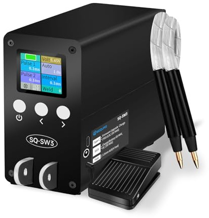 SEQURE SW3 Spot Welder 2500A Capacitor Spot Welding Equipment Battery Farad Auto and Manual Mode for 18650, 21700 Lithium Battery Pack Building with Foot Pedal, Split and Integrated Handles