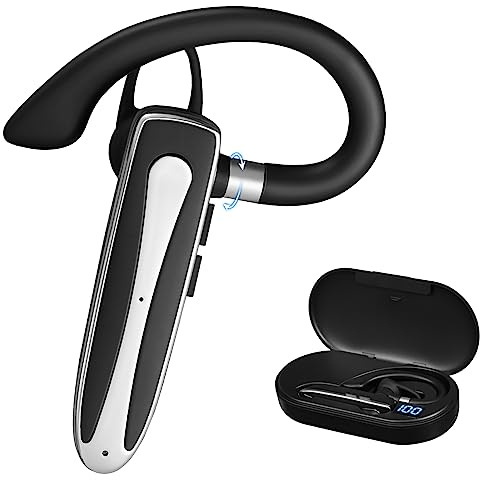 TEHAUX Auricolare Wireless Con Gancio Cuffie Ear Ergonomiche Design Portatile Con Custodia Di Ricarica Adatto Sport e Chiamate