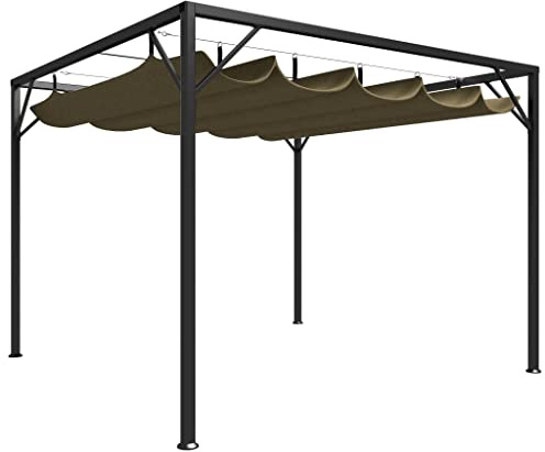 HETFTJN Gartenpavillon 3x3 m Taupe mit ausziehbarem Dach und pulverbeschichtetem Stahlrahmen, 180 g/m² wetterfestes Polyester für Grill und Event, Robustes Shelter für Garten Balkon und Camping