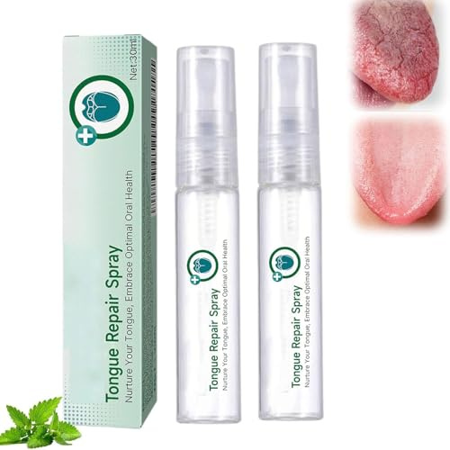 Spray per la riparazione della lingua, Spray deodorante per l'alito, Spray lenitivo per l'igiene orale per la bocca secca, per la secchezza e l'alito cattivo (2 Pcs)