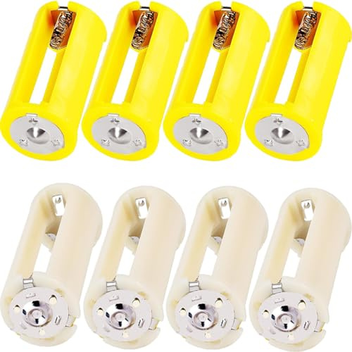 HAAMNING7 8pcs 3 AA to 1 D Batteries Adapter Holder Parallel 1.5V Output Battery Converter 3 Slots Case Box Cell Conversion Tool Switcher LR6 Battery for Flashlights Lanterns(4 White and 4 Yellow)