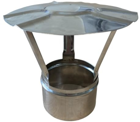 BirnePower Regenhaube Ø 130mm Edelstahl – Schornsteinabdeckung Einsteck für Ofenrohr, Regenhut Kaminabdeckung Säurebeständig 1.4404, Kaminhaube Wetterschutz (Wandstärke 0,6mm)
