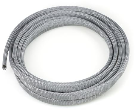 Braided Cable Management Sleeve, 16.4ft Flexible Wear-Resistant Cable Sleeve, Expandable Wire Management for Home, Office, Industry & Automobile (Grey, 1/4)