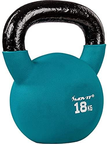 MOVIT® Kettlebell PRO 2–24 kg aus Gusseisen mit Neopren für Krafttraining | Breiter Griff, flacher Standboden und rutschfeste Oberfläche – die ideale Kugelhantel für Home Gym & Krafttraining