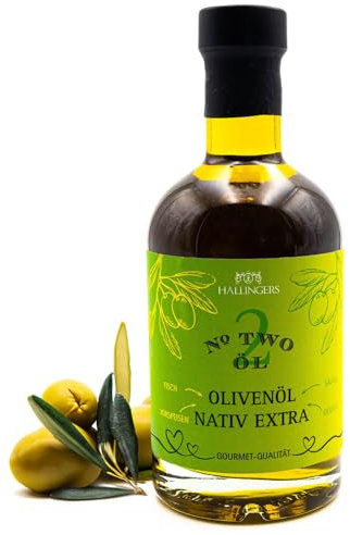 Hallingers Premium Speise-Öl No. 2 - Klassisches Olivenöl nativ extra (Glas) - Geschenkideen Weihnachten & Geschenke Adventskalender | Neues Zuhause Ruhestand Genesung