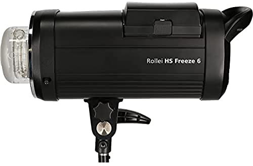 Rollei HS Freeze 6 - Professioneller Studioblitz mit Akku und 600 Ws Blitzleistung, TTL Fähig, HSS und Freeze-Funktion, Geschützt gegen Sprühwasser, Sand und Staub, inkl. 45° Reflektor, 5 Farbfolien