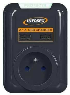 Infosec Überspannungsschutz, 1 Steckdosen + USB
