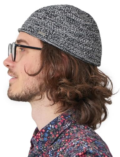 CHARM Herren Sommer Kufi Skull Cap - Baumwolle Mütze Muslim Prayer Beanie Hut Strickmütze Mix Schwarz