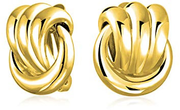 Mode Seil Kabel Klopfer Liebesknoten Arbeit Clip On Ohrringe Für Frauen Nicht Gepiercte Ohren Poliertes Goldfarben Beschichtetes Messing