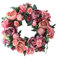 Door Wreath, Artificial Flowers Peony Wreath - Four Seasons Front Door Decor with Peony and Green Leaves, for Front Door Living Room Wall Garden Wedding Festival Decor(40cm, Retro dark red)