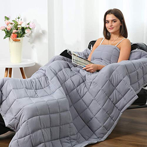 Sleep Mantra Gewichtsdecke für Erwachsene - 6,8 kg grau mehrschichtige Glasperlen gefüllt schwere Decke