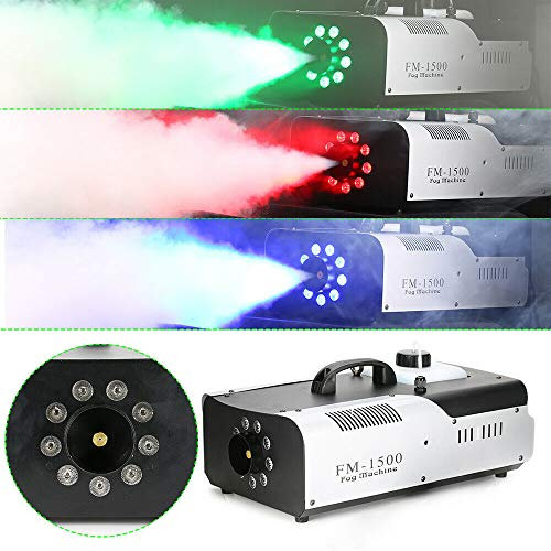1500W Nebelmaschine,Bühnen Nebelausstoß LED-Lichteffekt Party-Nebelmaschine mit Drahtloser Fernbedienung für Hochzeit DJ Disco Party Bühne Lichter