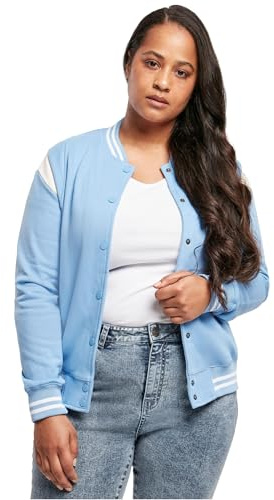 Urban Classics Ladies Inset College Sweat Jacket, Clearwater/whitesand, 5XL