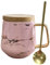 Eplze YBK Tech Porcelain Tea Cup Coffee Mug Set for Afternoon Tea - Marble Pattern (Pink, Tall 400ml + Wood lid)