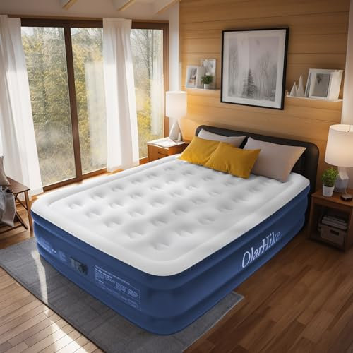 OlarHike Queen Size Luftmatratze mit integrierter elektrischer Pumpe, selbstaufblasende Matratze für 2 Personen, Luftmatratze für Camping oder Haushalt, 203 x 152 x 46 cm