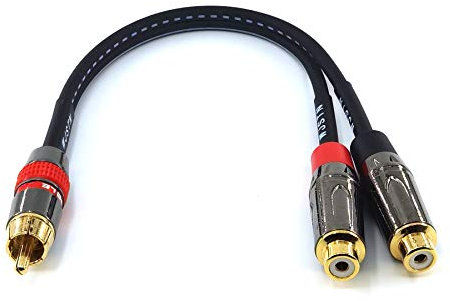 WJSTN RCA Audio Splitter 1 in 2 Out RCA Female to Dual Male Gold Plated Adapter,8 in (1Male to 2 Female)