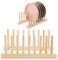 Kinsinder 2 Stück Tellerständer Abtropfgestell Bambus Geschirrabtropfgestell, Tellerhalter Holz, Abtropfgestell Holz Plate Holder für Teller, Tassen, Topfdeckel (Helle Holzfarbe-8 Steckplätze)