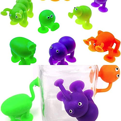 6er Set Süße Saugnapf Tiere ca. von 3,5 bis 5, 5 cm - Plopper - Tiere -zum Poppen Stikiess Gummi Strolche als Mitgebsel