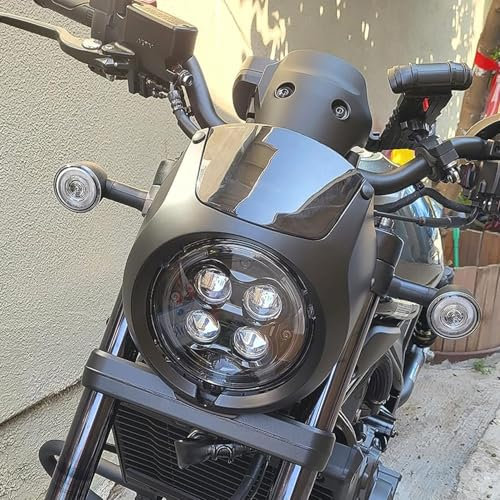 Motorrad Frontscheinwerfer Verkleidung Windschutzscheibe Windabweiser Scheinwerfermaske Visierschutz Kompatibel mit Rebel 1100 CMX1100 CM1100 CMX CM 1100 2021 2022 2023 2024, Schwarz