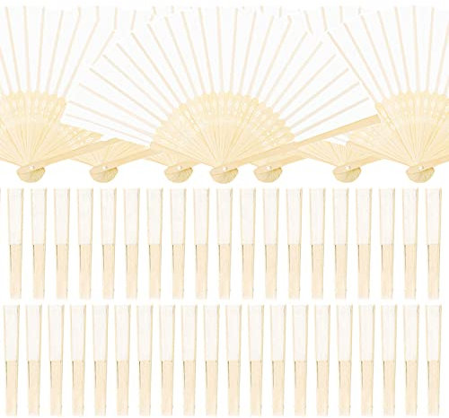 30 Stück Weiß Bambus Stoff Fächer Hochzeit Gäste faltbar Klappfächer Hochzeit Stofffächer Dekofächer Handfächer Hand Fan Wedding Hochzeit Party Faltbar Taschenfächer Party