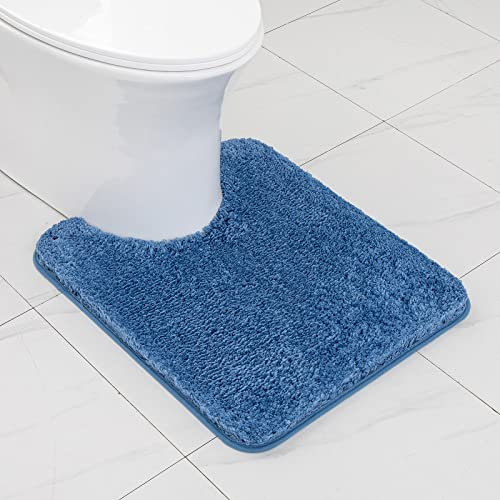 MIULEE U Shape Bath Mat Super Absorbent WC Toilet Rug Non Slip Mat Super Soft Floor Mat Washable Rugs Cozy and Shaggy Rug Carpet for Bathroom Blue 1 Piece 50 x 60 cm 20x24 Inch