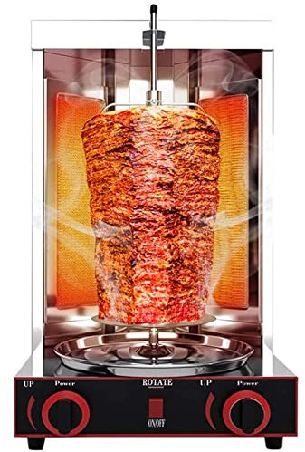 RSGK BBQ Meat Machine, Vertical Kebab Doner Meat Grill, Stainless Steel Gas Broilers Home Rotisserie Oven, Grill Doner Kebab Machine with Temperature Adjustment Switch, 50-300℃