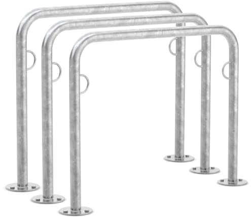 Fahrradanlehnsystem Trust 21 | 3er Pack | zum Aufdübeln | 1000mm | mit Ringösen | Fahrradständer für 2 Fahrräder | Anlehnbügel Anlehnparker Einzelständer Fahrradanlehnbügel Radständer | Dreifke®