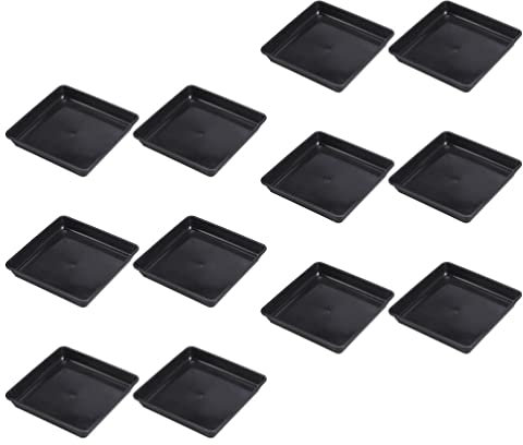Cabilock Lot de 12 soucoupes rectangulaires en plastique - Pour l'intérieur et l'extérieur - Pour balcon
