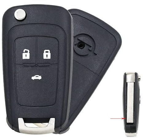 Autoschlüssel Gehäuse Funkschlüssel Key mit 3 Tasten Klappbares Autoschlüsselgehäuse für Opel Vauxhall Insignia Astra J Zafira B Meriva mit HU100 ungeschnittener Klinge