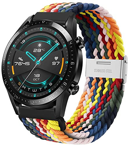 Bracelet Huawei Watch GT 4 46mm, 22mm Ajustable Tressé Extensible Élastique Sport Bracelet de Remplacement pour Huawei Watch GT3/GT3 Pro 46mm/GT5 46mm/GT2 46mm/GT2 Pro/GT 2e/GT Runner/GT Sport/Active
