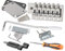 Unxuey E-Gitarre Tremolo Bridge Bar Kit, 6 Saiten Brücke Tremolo System Set mit Halsplatte Verstärkungsplatte für Fender Strat Gitarre Ersatz, Chrom