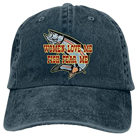 Vintage Baseball Cap Damen Love Me Fish Fear Me Denim Hats Trucker Hats Dad Cap