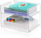 NiOffice 2-stöckiges Acryl-Briefablage, Kombinations-Set, extra hoch und normal, transparent, stapelbar, Schreibtisch-Papierablage, Bürobedarf, Schreibtischzubehör, Aufbewahrungsorganisation
