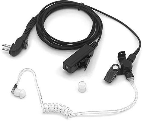 SUNDELY® Headset Earpiece Compatible with Midland Radio G15Pro G18 HYT Hytera BD505 HYT2100 PD405 PD505 TC-620 Walkie Talkie FBI Style Covert Acoustic Tube Big PTT 2-pin with Screw