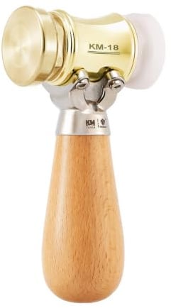 HONGDUI KM18 Woodworking Brass Chisel Mallet, 22Ounce Mallet Hammer with Interchangeable Heads & Comfortable Handle for Chiseling Assembling