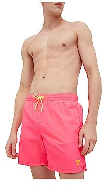 Guess Costume da Bagno Short Swimtrunk Neon Medium F3GT27TEL60 XL Rosa Fucsia