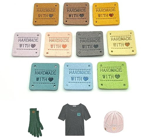OHYER 30 Stück handmade label zum annähen handmade lederHandmade Kunst Leder Labels Lederetiketten Leder Etiketten mit Löchern Für DIY Hüte Kleidung Nähen Geldbörsen Schals Stricken Dekoration (1#)