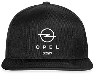 Spreadshirt Opel Logo Weißer Schriftzug Snapback Cap, One Size, Schwarz/Schwarz