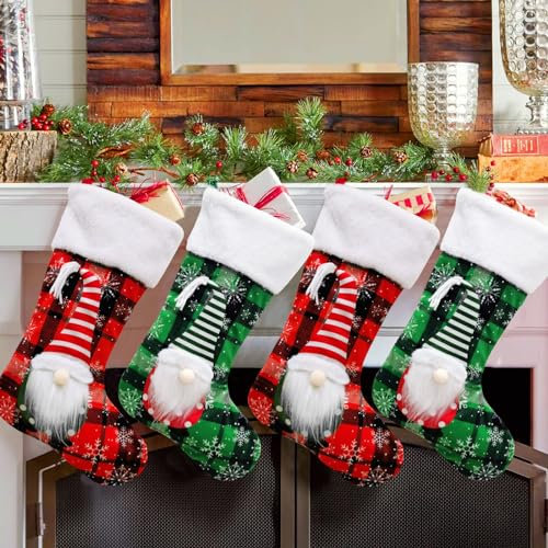 Luriseminger 4pcs Weihnachsstrumpf, Groß Nikolausstiefel Nikolausstrumpf Nikolaus Strumpf zum Befüllen Aufhängen Weihnachtsdekoration Weihnachtsdeko (41 x 26cm, 4)