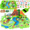 Dinosaurs Sandbox Playset - Dinosaurs Park Playset, Sensory Toys for Kids , 24 pcs Little Dinosaurs Sandbox with Lid & Sand Castle Molds Tools for Boys Girls Age 3 4 5 6 7 8 Xmas Gifts (Dinosaur)