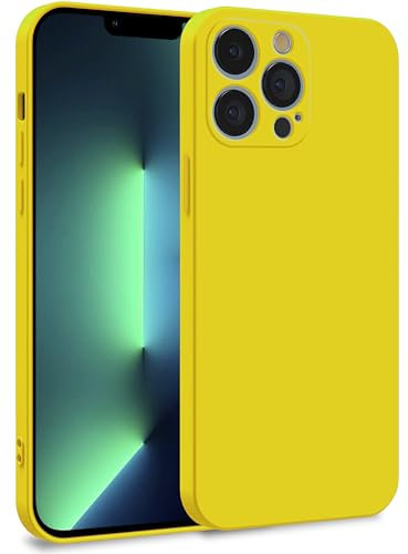 MyGadget Hülle kompatibel mit iPhone 13 Pro - Zweilagige Handyhülle mit Kameraschutz - Cover mit Innenfutter & Silikon außen - Gelb