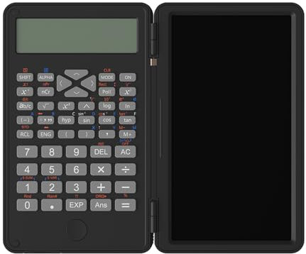 Maizoon Scientific Function Calculator with Writing Tablet Office Exam Accounting Multifunction Handwriting Pad Mini Pocket Size Wordpad for Middle School and College Black