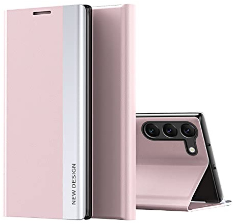 COQUE Étui pour Samsung Galaxy S24,Étui en Cuir magnétique à Rabat Droit pour téléphone Intelligent,Housse de téléphone TPU Cas de téléphone pour Samsung Galaxy S24-Rose