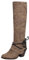 Joliss Donna Classico Stivali Occidentali Tacco a Blocco Stivali Alti con Fibbia Laccio Punta Rotonda Senza Chiusura Stivali Alti Tacco Western Stivali da Cowboy Coffee Numero 41 EU/43Cn