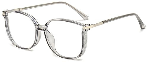 Lanomi Lesebrille Blaulichtfilter Groß Herren Damen Computer Sehhilfe Dicke TR90 Rahmen UV400 Schutz Lesehilfe Anti Müdigkeit Brille +0 bis +4,0 Transparentes Grau 2.0